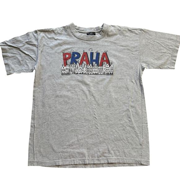 Vintage Prague Tshirt 90s Jiri Votruba Crewneck Czech Praha Fun Explosive Large - Picture 1 of 7